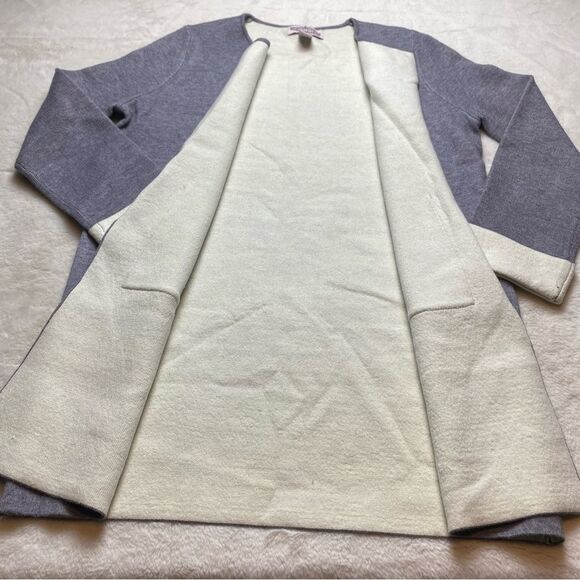 Oliver by Escio Knit Gray and Cream Open Front Cardigan Size Medium - Picture 4 of 7